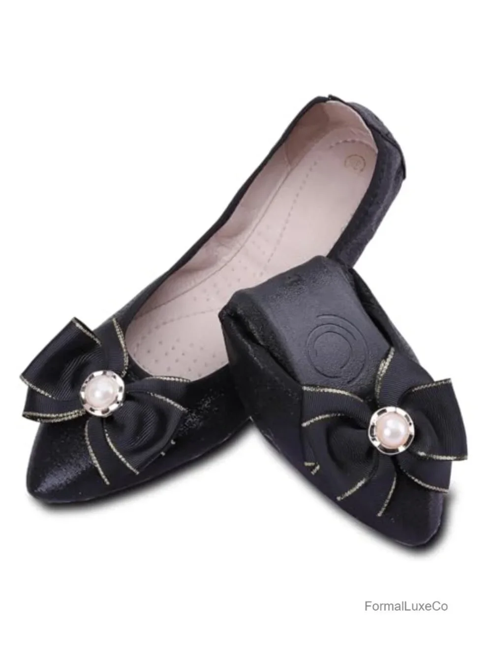Foldable Ballet Flats Bling Rhinestone Pointed Toe Slip On Walk Work Loafers
